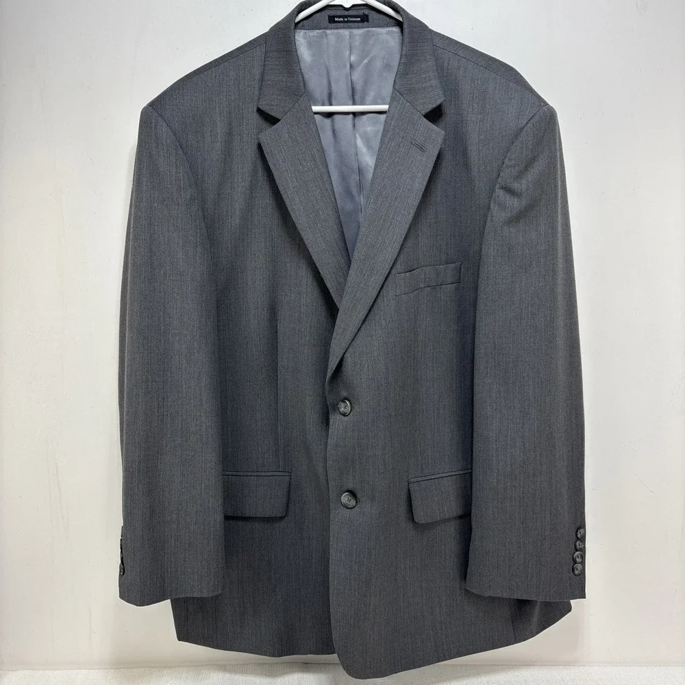 Pronto Uomo Platinum Mens Gray Blazer Suit Jacket Size 48R Wool Classic Business